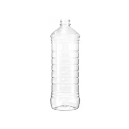 The image displays the Resilux 40.0oz PET Bottle (A400E54). It is a transparent, clear plastic bottle with a cylindrical shape, a smooth surface, and a screw-top neck. The bottle is empty and standing upright. The overall design is simple and functional, emphasizing the bottle's capacity and clarity.