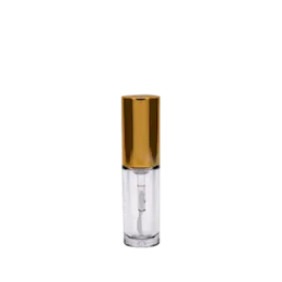 The image shows the JCOP 0.1oz Aluminum Lip Gloss Tube. It is a sleek, silver-colored tube with a cylindrical shape and a smooth, reflective surface. The tube has a screw-on cap that matches the body in color and finish, providing a uniform and modern appearance. The compact size and minimalist design make it ideal for storing and applying lip gloss.