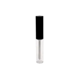 The image shows the JCOP 0.2oz PP Lip Gloss Tube. It is a small, transparent tube designed for lip gloss, with a smooth, cylindrical shape and a screw-on cap. The tube appears to be made of clear plastic, allowing the contents to be visible from the outside. The compact size makes it suitable for carrying in a purse or pocket. The cap is also transparent, matching the body of the tube, and ensures a secure closure to prevent leaks.