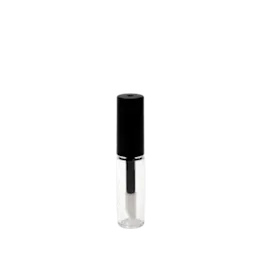The image displays the JCOP 0.03oz PP Lip Gloss Tube. The tube is small and cylindrical, with a transparent body that allows the contents to be seen. It features a sleek, minimalistic design with a twist-off cap, which is also transparent. The product appears to be empty, showcasing its compact and portable nature, suitable for lip gloss. The overall appearance is clean and modern.