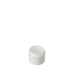 The image displays the Mold-Rite Plastics 2.0oz PP Jar. The jar is made of polypropylene (PP) and has a smooth, cylindrical shape with a wide mouth opening. It appears to be white or translucent, with a clean and simple design. The jar is shown with its lid off, highlighting the spacious interior suitable for holding various products.