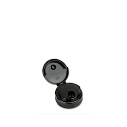 The image shows the Mold-Rite Plastics PP Flip-Top Cap, 33-400. It is a white plastic cap with a smooth, slightly rounded top surface. The flip-top design features a small hinged lid that can be opened to reveal a dispensing hole underneath. The cap has ribbed edges to provide a better grip for opening and closing. The overall design is simple and functional, suitable for various container types.