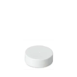 The image shows a Mold-Rite Plastics PP Threaded Closure, 33-400 SS033. It is a white, circular, plastic cap designed for screw-top bottles. The cap has a smooth surface and a flat top with a slightly raised edge. The threading on the inside of the cap is visible, which allows it to securely fasten onto a compatible bottle.