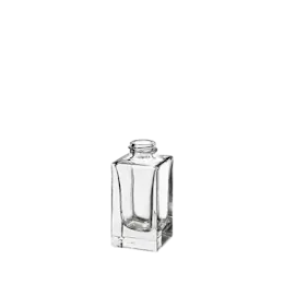 The image features the Calaso 0.5oz Glass Bottle. The bottle is clear and cylindrical with a smooth surface. It has a narrow neck and is topped with a screw cap. The overall design is minimalist and elegant, suitable for storing small quantities of liquids. The transparent glass allows for easy visibility of the contents inside.