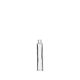 The image shows the Calaso 0.3oz Glass Bottle. It is a small, clear glass bottle with a cylindrical shape and a smooth, seamless surface. The bottle features a narrow neck and a screw-top opening, suitable for precise dispensing of liquids. The overall design is sleek and minimalistic, highlighting the transparency and simplicity of the glass material.