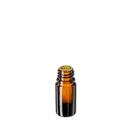 The image shows a Calaso 0.2oz Glass Dropper Bottle. The bottle is made of clear glass, featuring a cylindrical shape with smooth, clean lines. It has a small capacity of 0.2 ounces, suitable for holding liquids such as essential oils or serums. The bottle is topped with a black dropper cap, which includes a rubber bulb and a glass pipette for precise dispensing of its contents. The overall design is sleek and minimalistic.
