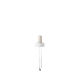 The image displays the Calaso PP Dropper 18-400. The dropper features a sleek, cylindrical black cap with a ribbed texture for easy grip. Attached to the cap is a clear, slender pipette used for dispensing liquids. The overall design is minimalist and functional, suitable for precise liquid distribution. The background of the image is plain white, which highlights the dropper's design and details.