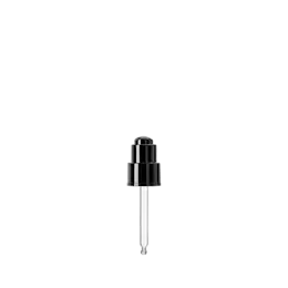The image shows the Calaso PP Dropper 24/410 (VPB15A3A002-200). It is a clear plastic dropper bottle with a white screw-on dropper cap. The dropper cap has a ribbed texture for easy grip. The bottle is cylindrical with smooth, transparent walls. The dropper mechanism appears integrated into the cap, designed for precise dispensing of liquids. The overall design is sleek and functional, suitable for various liquid products.
