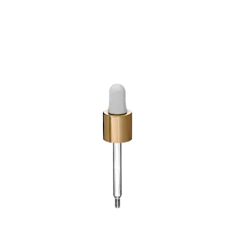 The image features the Calaso PP Dropper 18-415. The dropper consists of a black plastic screw cap with a ribbed texture for easy grip, attached to a clear glass pipette. The pipette is slender and elongated, designed for precision dispensing of liquids. The overall design of the Calaso PP Dropper 18-415 is sleek and functional.