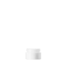 The image features the Glasmeister 0.5oz Glass Jar. It is a small, clear glass container with a cylindrical shape and a wide mouth. The jar is empty and has a smooth, transparent surface. The simplicity and elegance of the design make it versatile for various uses.