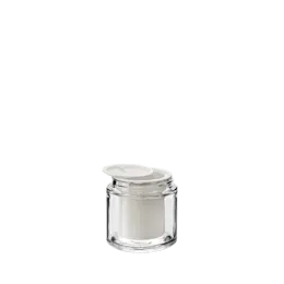 The image features the Calaso 3.3oz Glass Jar HD13815-100. It is a clear, cylindrical glass jar with a smooth surface and a wide mouth opening. The jar has a straight-sided design with a flat base, making it suitable for storing various contents. The simplicity and clarity of the jar emphasize its functionality and versatility.