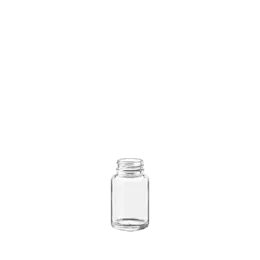 The image shows the Calaso 2.0oz Glass Jar from Glasmeister. It is a small, clear glass jar with a cylindrical shape. The jar has a smooth, transparent surface and a wide mouth, making it suitable for storing creams, balms, or other cosmetic products. The lid is not shown in the image. The overall design is sleek and minimalist.