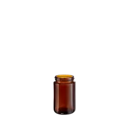 The image displays the Calaso 3.4oz Glass Jar SM210004-699. It is a small, clear glass jar with a cylindrical shape and a screw-top lid. The jar is empty and positioned upright against a plain white background. The clear glass allows visibility of the jar's interior.