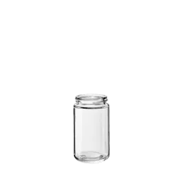 The image displays the Calaso 5.1oz Glass Jar. The jar is made of clear glass, which allows full visibility of its contents. It has a cylindrical shape with a wide mouth, making it easy to fill and access. The jar features a smooth, sleek surface with no visible seams, giving it an elegant appearance. The lid is not pictured, focusing solely on the jar itself. The overall design is simple and functional, suitable for various storage needs.