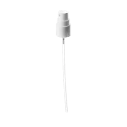 The image shows the Calaso PP Pump 18/415 FPB07A3C007-001. This is a plastic pump dispenser with a sleek and modern design. The pump features a smooth, cylindrical body with a narrow nozzle at the top for dispensing liquid products. The pump is white and appears to be made of polypropylene (PP) material. The nozzle is designed for precise application, making it suitable for various liquid products.