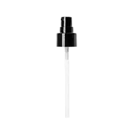 The image shows the Calaso PP Pump 24/410 FPB15A3C009. It is a sleek, cylindrical pump dispenser with a smooth, white finish. The pump features a ribbed collar for easy grip and a long nozzle for precise dispensing. The overall design is simple and functional, suitable for various liquid products.