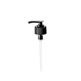 The image shows the Calaso PP Pump 28/410 FPB18A3C007. It is a white plastic pump dispenser with a ribbed collar and a long dip tube. The pump head is smoothly contoured and designed for easy pressing. This type of pump is typically used for dispensing various liquid products such as lotions, soaps, or creams from a bottle.