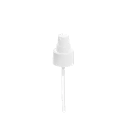 The image shows the Calaso PP Pump 24/410 FPB15A3C014-001. It features a sleek, cylindrical pump dispenser with a smooth, glossy white finish. The pump has a standard 24/410 neck size and is designed for easy dispensing of liquid products. The nozzle is slightly angled for precise application, and the pump is equipped with a ribbed collar for secure attachment to bottles.