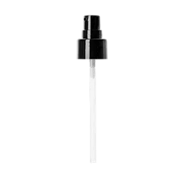 The image displays the Calaso PP Pump 24/410. This product is a plastic pump dispenser featuring a smooth, cylindrical design. The pump has a white color and includes a ribbed screw-on collar for secure attachment to a bottle. The nozzle is designed for easy dispensing of liquid products.