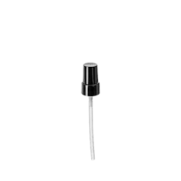 The image shows the Calaso PP Pump 18/415 FPB07A3C003. It features a sleek, cylindrical design with a smooth, white finish. The pump has a standard 18/415 neck size, commonly used for various dispensing applications. The nozzle is compact and streamlined, suitable for precise dispensing. The overall appearance is clean and functional, ideal for use with cosmetic or personal care products.
