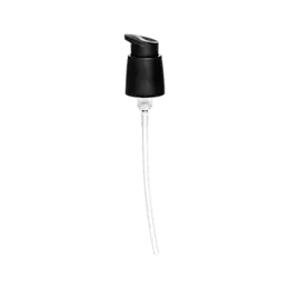 The image shows the Calaso PP Pump 24/410. It is a white plastic pump dispenser designed for use with bottles. The pump has a ribbed collar and a long, slender nozzle for dispensing liquid products. The overall design is simple and functional, intended for use in various liquid dispensing applications.