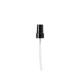 The image shows the Calaso PP Pump 18-415 FPB07A3C007-200. This product features a white plastic pump with a ribbed collar that can be screwed onto compatible bottles. The pump mechanism includes a smooth, cylindrical actuator at the top for easy dispensing.