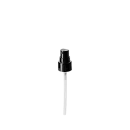 The image features the Calaso PP Pump 20/410 FPB09A3C002. The pump is white and has a sleek, cylindrical shape. It includes a long, narrow nozzle for dispensing liquids and a ribbed collar for secure attachment to a bottle. The pump has a smooth, clean finish, and the dispensing mechanism appears to be designed for easy and precise use.