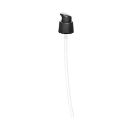 The image shows the Calaso PP Pump 18/400 ABB05A3C002. The pump has a sleek, cylindrical design with a smooth, white finish. The dispensing pump features a ribbed collar for a secure grip and an elongated nozzle for precise application. The pump is designed to fit bottles with an 18/400 neck finish.
