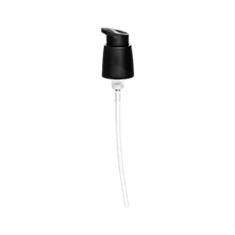 The image shows the Calaso PP Pump 24/410, a white plastic pump dispenser designed for bottles. The pump features a ribbed, cylindrical collar for secure attachment to a bottle and a smooth, rounded actuator for easy dispensing of liquids. The dispensing nozzle is slightly curved to facilitate controlled release of the product. The pump is suitable for various liquid products such as lotions, soaps, or other personal care items.