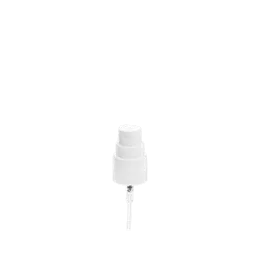 The image shows the Calaso PP Sprayer 24/410. This product features a white plastic body with a ribbed texture for better grip. It includes a nozzle at the top for spraying liquids and a clear, flexible dip tube that extends from the nozzle base downwards, indicating it is designed for use with bottles. The sprayer appears to be well-constructed and suitable for dispensing various liquid products.