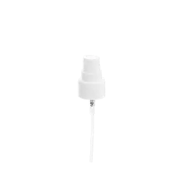 The image shows the Calaso PP Sprayer 20/410. It is a plastic spray nozzle designed for dispensing liquids. The sprayer features a ribbed closure for better grip and a long, thin dip tube for drawing liquid from a container. The nozzle head is slightly angled for ergonomic use, with a small opening for spraying. The sprayer is primarily white and appears sleek and functional.