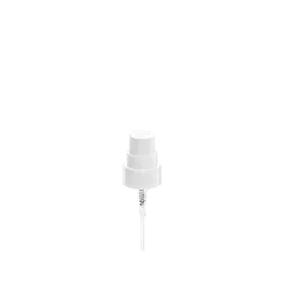 The image depicts the Calaso PP Sprayer 18-400 FPB05A3B005-001. The sprayer is white with a ribbed collar and a smooth, ergonomic nozzle. The nozzle features a small, circular spray opening at the top. The ribbed collar allows for a secure grip and easy attachment to compatible bottles. The sprayer appears sleek and functional, designed for efficient dispensing of liquids.