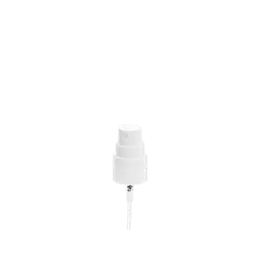 The image features the Glasmeister PP Sprayer 24/410 FPB15A3B007-001. It is a clear plastic spray nozzle with a white ribbed collar and a transparent cap. The sprayer is designed with a sleek, modern appearance, suitable for various liquid dispensing applications. The nozzle itself is white, and the overall design is minimalistic and functional.