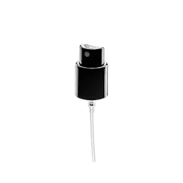 The image shows the Calaso PP Sprayer 24/410. The product is a plastic spray nozzle with a ribbed collar and a transparent overcap. The nozzle appears to be white, and the overcap is clear, allowing visibility of the spray head. The ribbed collar is designed to provide a better grip when screwing the sprayer onto a bottle. The sprayer has a sleek and functional design suitable for dispensing liquids.