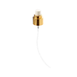 The image shows the Calaso PP Sprayer 24/410. It is a white plastic spray nozzle with a ribbed collar for better grip. The nozzle has a sleek, ergonomic design with a curved actuator for easy use. The product is designed to be attached to a bottle for dispensing liquids in a fine mist.