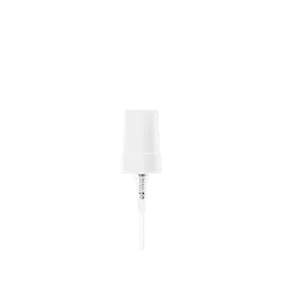 The image features the Calaso PP Sprayer 18/400 FPB05A3B006. This product is a plastic spray nozzle designed for use with bottles. The sprayer is predominantly white with a transparent tube attached to it, which allows the liquid to be drawn up from the bottle and dispensed through the nozzle. The nozzle has a ribbed texture for better grip, and the sprayer includes a small, round opening at the top where the liquid is sprayed out.