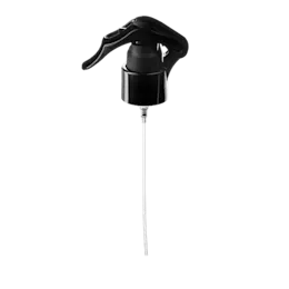 The image shows the Calaso PP Sprayer 24/410. It features a white plastic sprayer head with a ribbed texture for grip. The sprayer has a standard trigger mechanism and a long, thin dip tube extending from the bottom. The product appears to be well-suited for dispensing liquids in a controlled spray format.