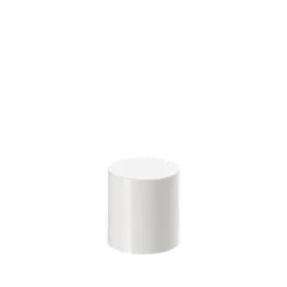 The image features the Calaso PP Threaded Closure 34 Special (HBB01A1B001-001). It shows a cylindrical, white plastic cap with threaded ridges around the edge for secure fastening. The top surface of the cap is smooth and flat, while the side displays a series of horizontal grooves for easy gripping. The overall design is simple and functional, suitable for sealing containers.