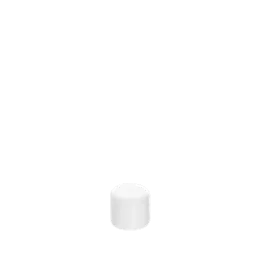 The image features the Calaso PP Threaded Closure DIN18 RGB02E2A001-001. It is a small, cylindrical plastic cap designed for sealing bottles. The cap is black, with a smooth, slightly glossy finish. The threaded design ensures it can be securely screwed onto compatible bottles. The top of the cap is flat, providing a clean and simple appearance.