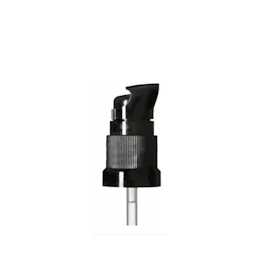 The image shows the Calaso PP Pump DIN18. The product is a white plastic pump with a smooth finish, designed for dispensing liquids. The pump features a long, slender nozzle and a ribbed cap that appears to fit securely onto bottles. The design is sleek and functional, suitable for various liquid products.