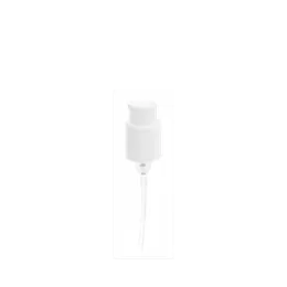 The image shows the Calaso PP Pump 24/410. It is a white plastic pump dispenser commonly used for dispensing liquids such as soaps, lotions, or other personal care products. The pump features a smooth, cylindrical neck with a 24/410 thread size, and it includes a long dip tube for reaching the contents of a bottle. The design is sleek and functional, suitable for various types of bottles and containers.