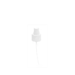 The image displays the Calaso PP Sprayer 24/410. The sprayer is predominantly white with a smooth finish. It features a ribbed collar for easy grip and a clear, transparent overcap that fits snugly over the nozzle. The nozzle itself is designed for efficient and even spray distribution. The sprayer is attached to a long dip tube, which is also visible in the image.