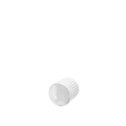 The image shows the Calaso PP Dropper DIN18. It is a sleek, cylindrical dropper bottle with a smooth, white finish. The bottle features a screw-on cap with a built-in dropper for precise dispensing. The design is minimalistic and functional, making it suitable for various liquid products.
