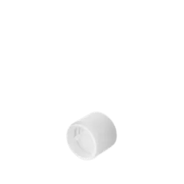 The image shows the Calaso PP Dropper DIN18. It features a sleek, cylindrical design, primarily in a neutral tone. The dropper is composed of a clear glass pipette attached to a white plastic cap with ribbed sides for an easy grip. The cap has a smooth, rounded top and fits securely onto the bottle. The overall look is modern and functional, ideal for dispensing liquids precisely.