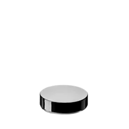 The image features the Calaso PP Threaded Closure 87 Special EGA01A1A029-200. The product is a black, circular, screw-on cap designed for sealing containers. The cap has a smooth surface with subtle ridges around the edge to provide grip for easy opening and closing. The overall design is sleek and functional, suitable for various packaging needs.