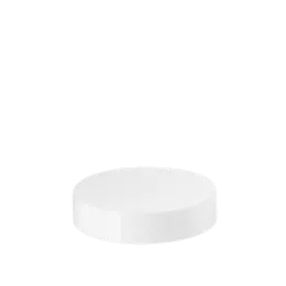 The image shows the Calaso PP Threaded Closure 86 Special, which is a plastic screw cap designed for containers. The closure is circular with a smooth, flat top surface and ribbed sides for easy gripping. The color of the cap is a solid, dark material, giving it a sleek and modern appearance. The threading on the inside of the closure is designed to fit securely on compatible containers, ensuring a tight seal.