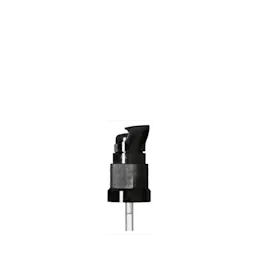 The image shows the Calaso PP Pump DIN18, a high-quality dispensing pump designed for bottles. The pump features a white polypropylene (PP) actuator and a clear dip tube that extends into the bottle. The actuator has a ribbed design for ease of use and a smooth, rounded top for comfortable pressing. The pump is sleek and minimalistic, making it suitable for various liquid products.