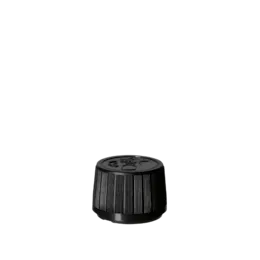 The image shows a Calaso PP Threaded Closure PP28 (RGB02G1A001-200). It is a white, cylindrical, plastic screw-on cap designed to fit onto bottles. The closure has a ridged outer edge for grip and a smooth top surface. The inner threading is visible, indicating how it would securely attach to a compatible bottle.