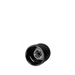 The image shows the Glasmeister HDPE Threaded Closure DIN18 RGB02C2A001-200. It is a cylindrical, white plastic screw cap designed for sealing containers. The cap has a smooth surface with threading on the inside, which allows it to fit securely onto compatible bottles. The design is simple and functional, focusing on providing a tight seal.