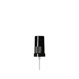 The image shows the Calaso PP Sprayer DIN18. It is a white plastic spray nozzle designed for dispensing liquids. The sprayer features a ribbed collar for a secure grip and a smooth, slightly curved actuator for easy use. The nozzle is equipped with a thin, elongated straw extending from the bottom, which is used to draw up the liquid from a bottle. The overall design is sleek and functional, suitable for various liquid dispensing needs.